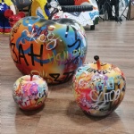 Creative abstract painted apple ornaments